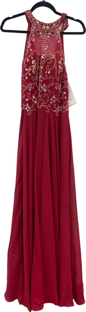 JJ's House Burgundy Beaded Evening Gown UK 14