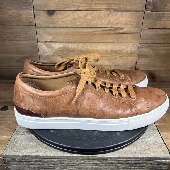 Johnston &amp; Murphy Banks Mens Size 13 M Tan Washed Sheepskin Lace Up Shoes