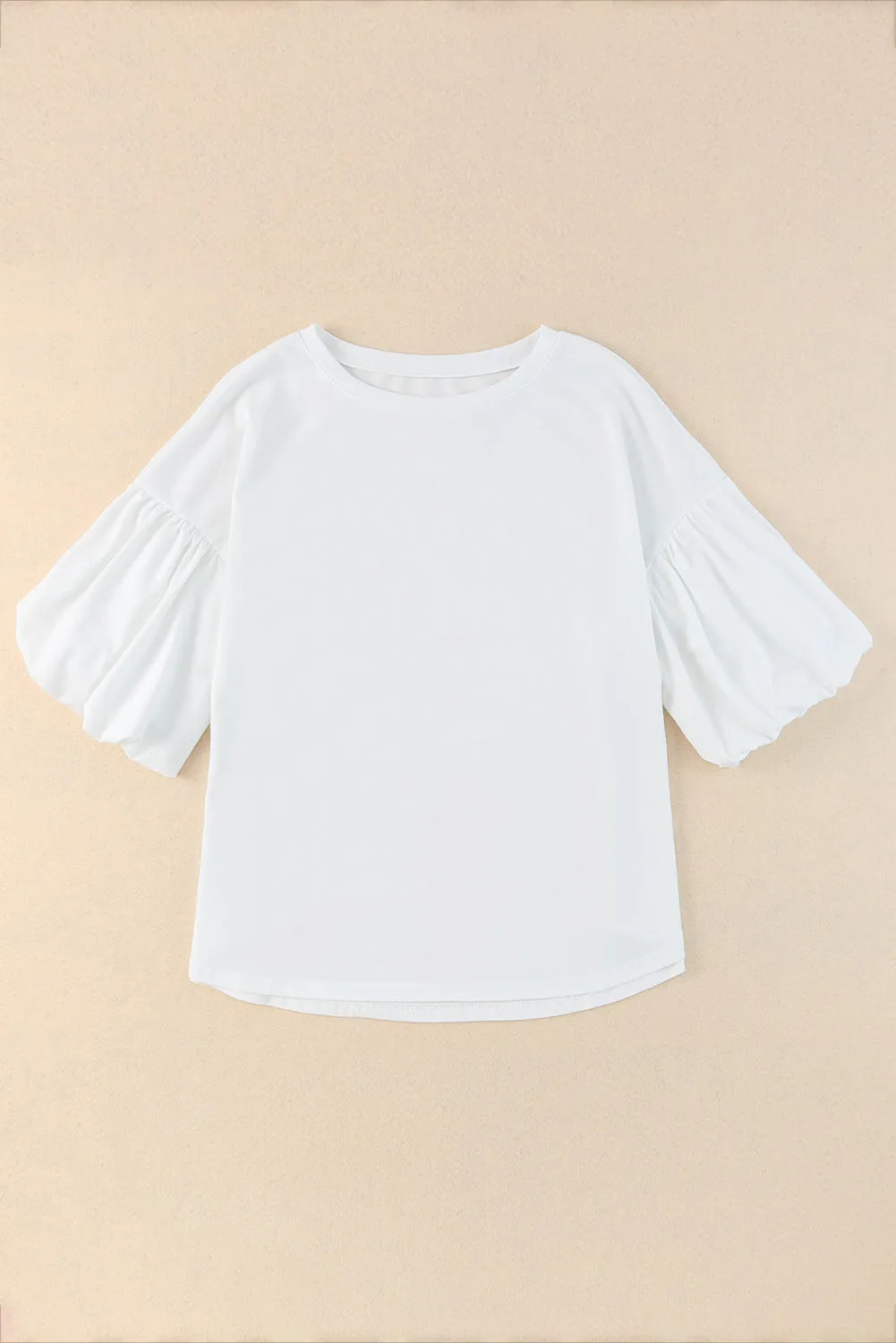 Joint Bubble Sleeve Round Neck Blouse