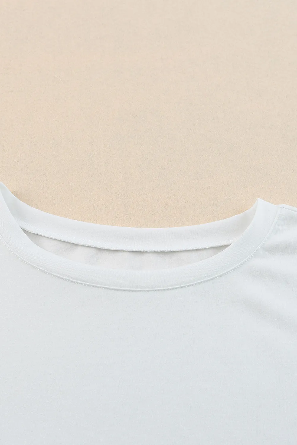 Joint Bubble Sleeve Round Neck Blouse