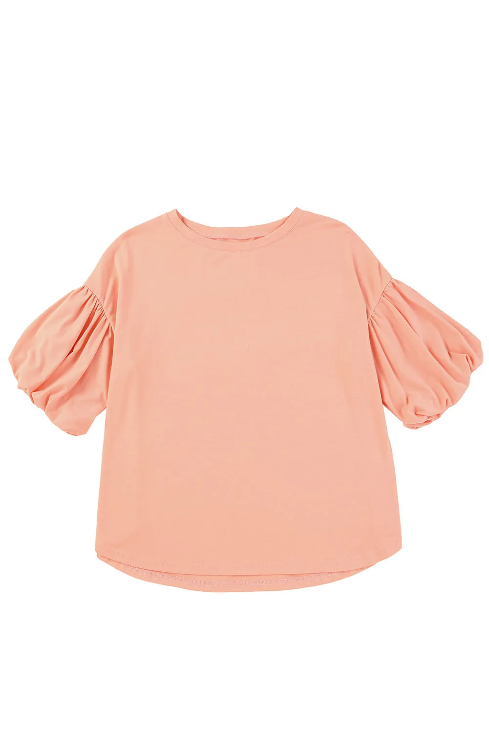 Joint Bubble Sleeve Round Neck Blouse