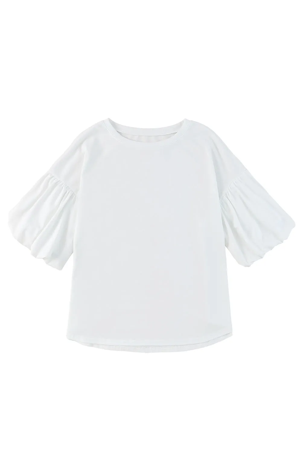 Joint Bubble Sleeve Round Neck Blouse