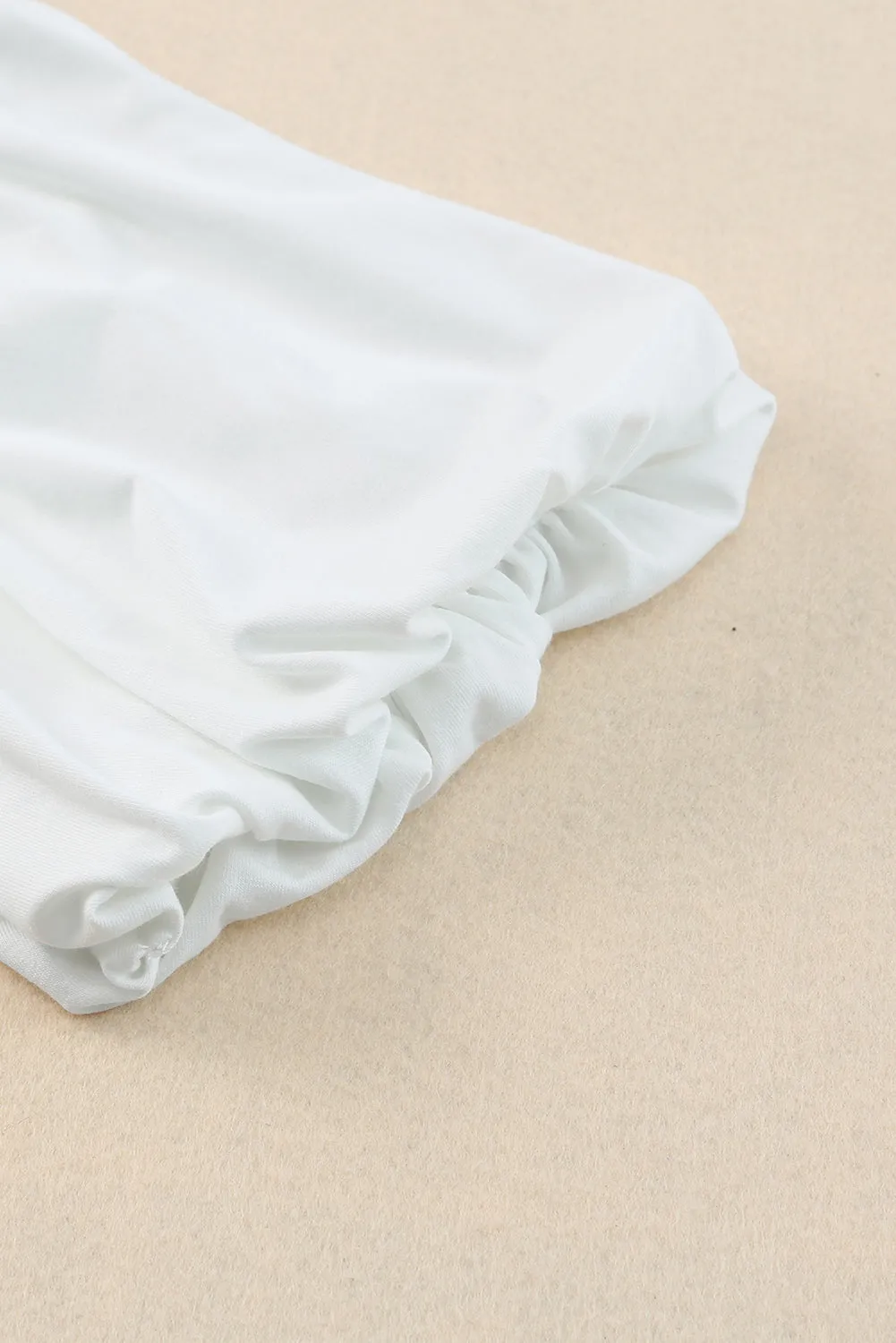 Joint Bubble Sleeve Round Neck Blouse
