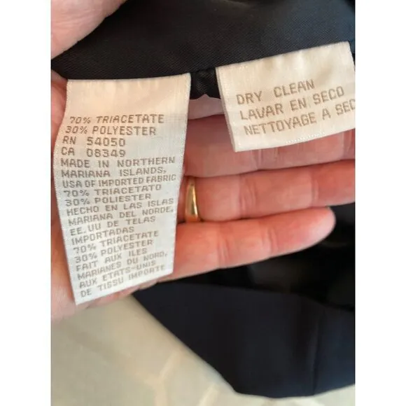Jones New York Essentials Womens Suit Petite Size 16WP Navy Skirt Suit