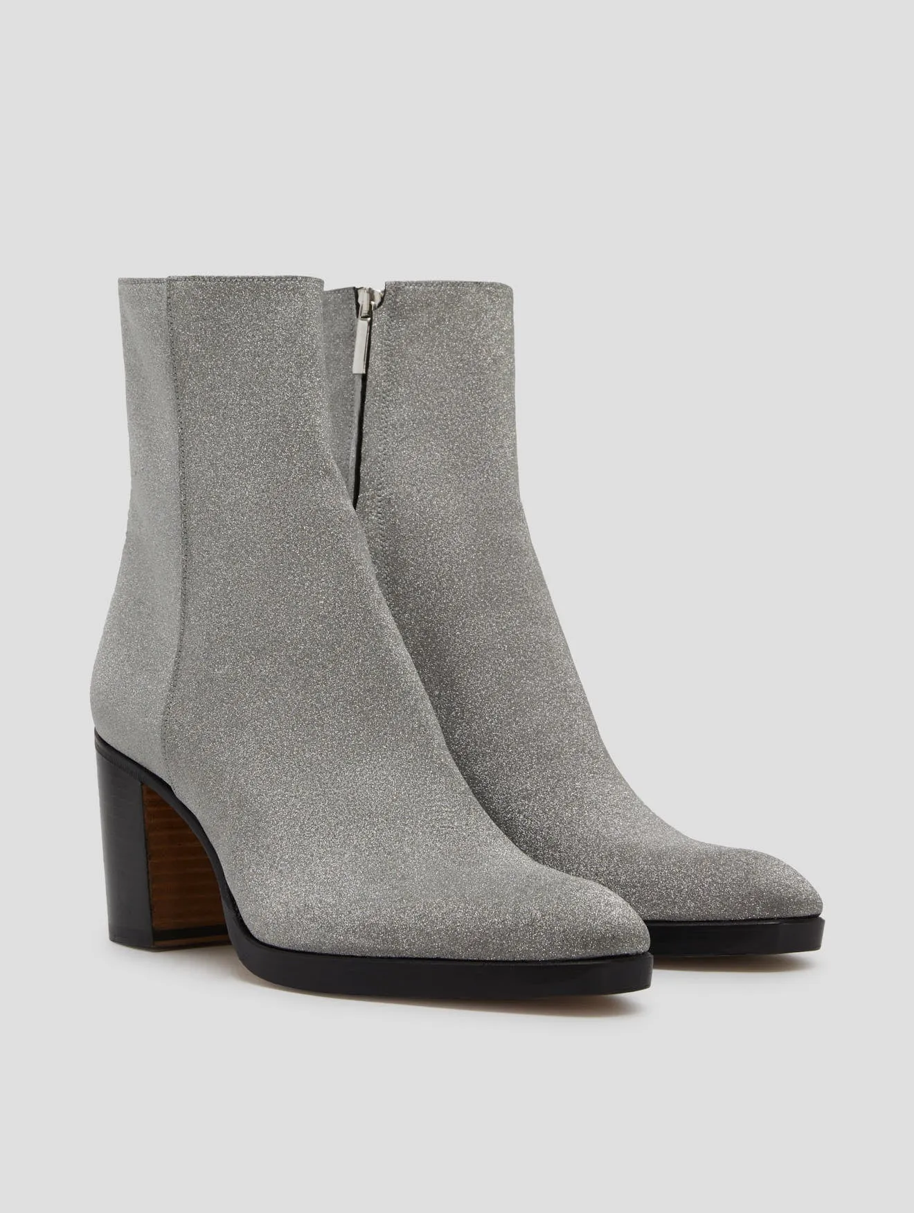 JOSHUA 100MM PLATFORM BOOT IN SILVER GLITTER