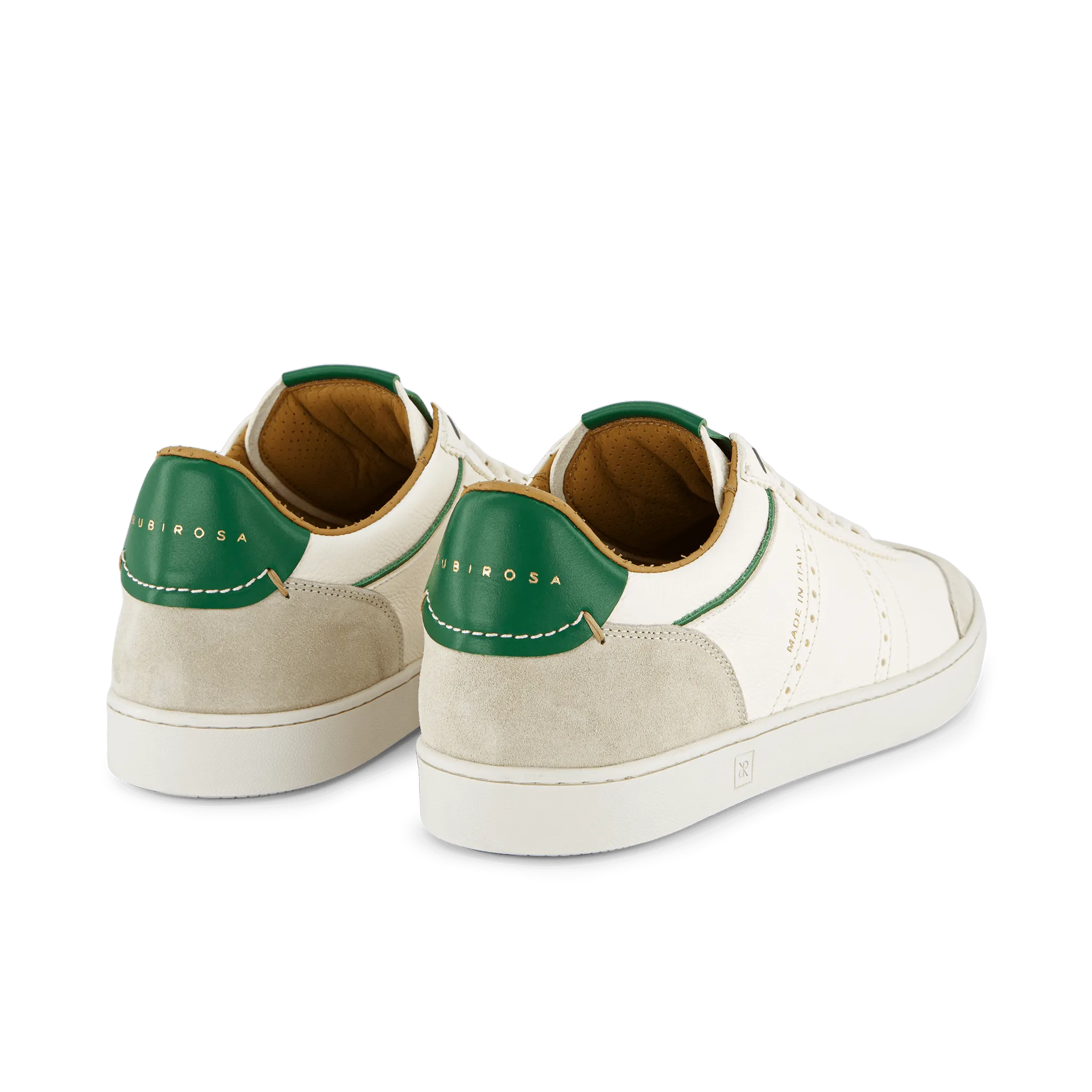 Judy Men's White/Green Leather Sneakers