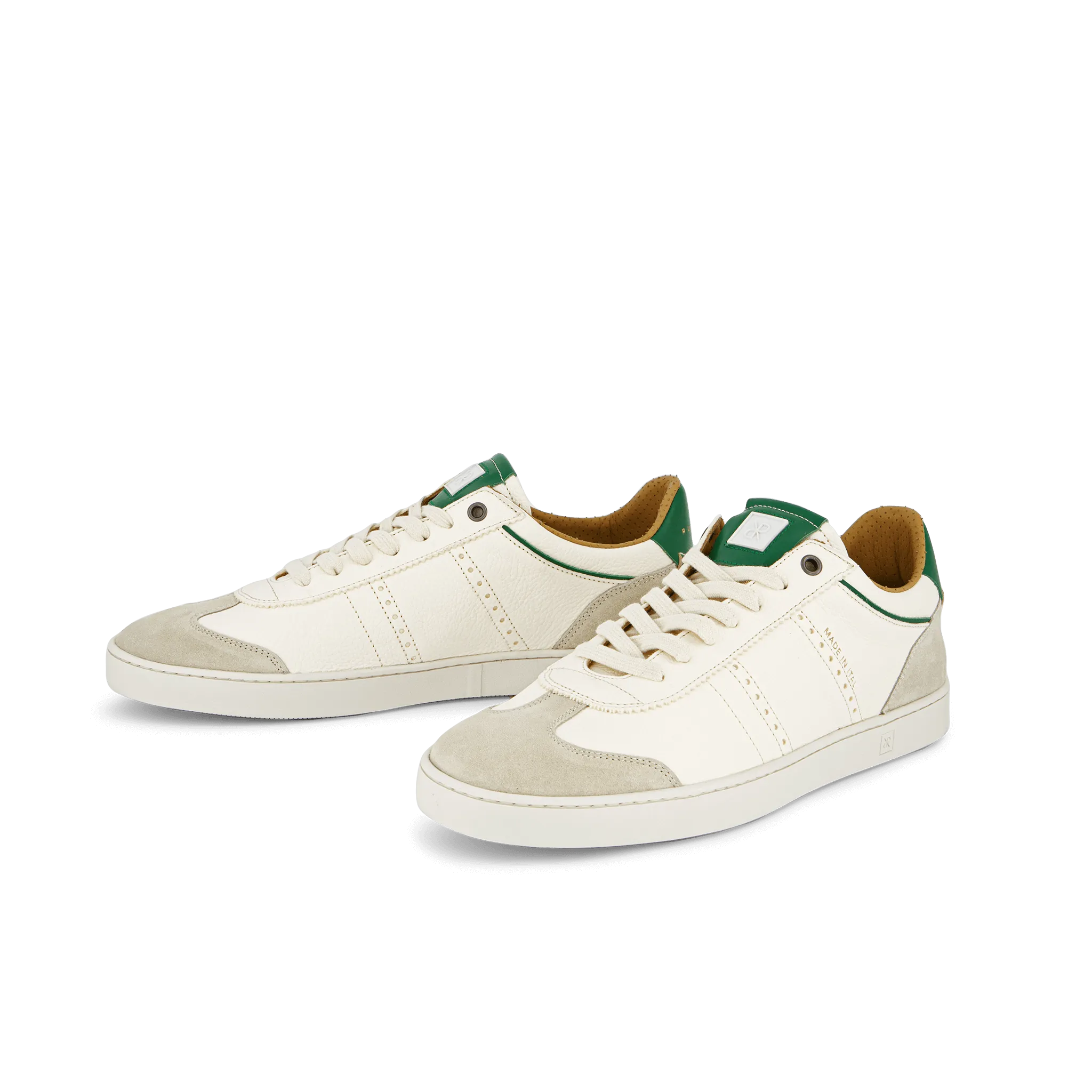 Judy Men's White/Green Leather Sneakers