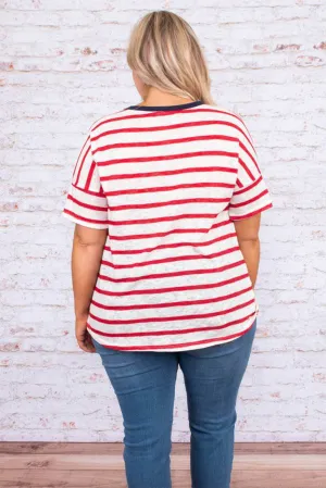 July 4th National Day Flag Print Plus Size Tee with Knot