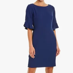Karl Lagerfeld Paris Tulip Sleeve Midi Dress Navy Blue Size 8