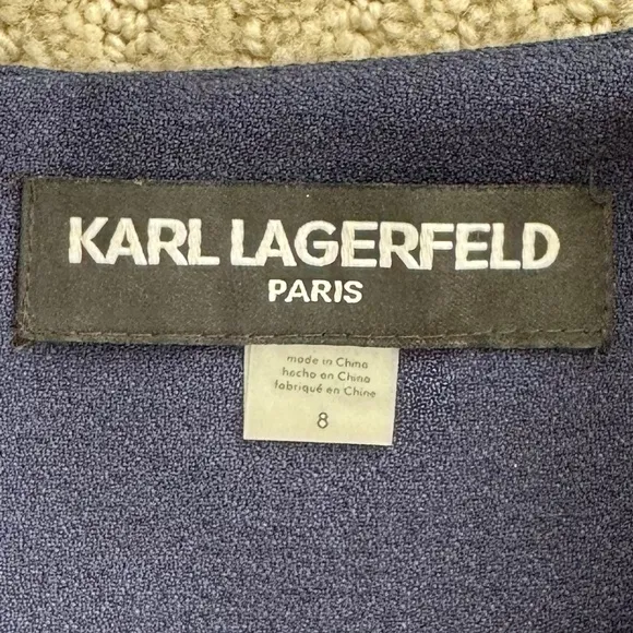 Karl Lagerfeld Paris Tulip Sleeve Midi Dress Navy Blue Size 8