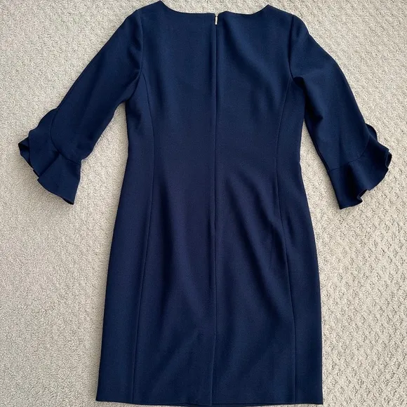 Karl Lagerfeld Paris Tulip Sleeve Midi Dress Navy Blue Size 8