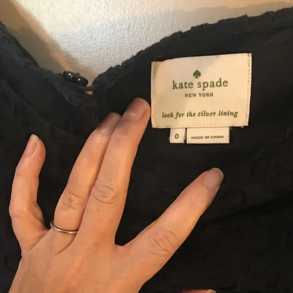Kate Spade Eyelet Short Sleeve Black Dress Size 0