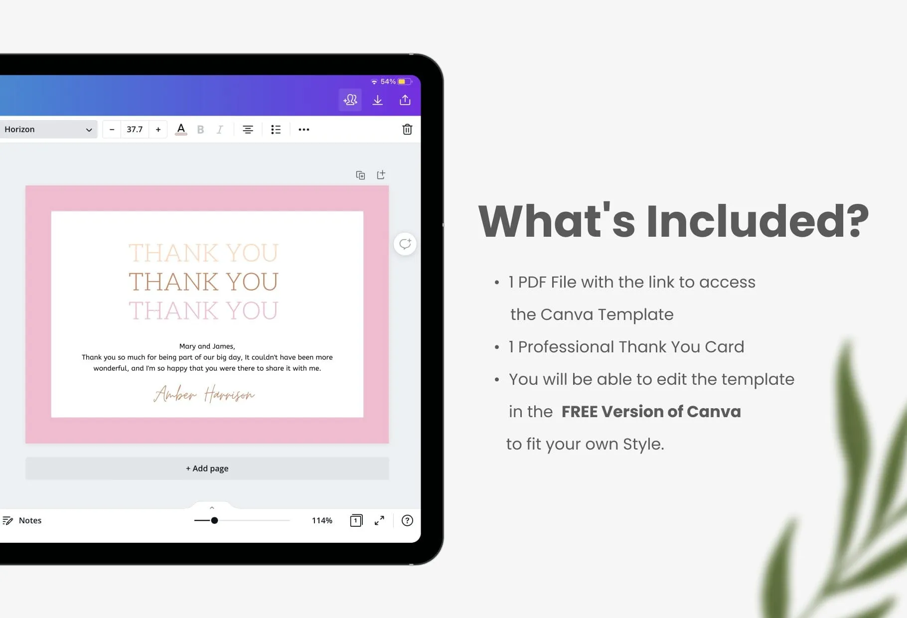 Katherine Printable Thank You Card Packaging Insert Note Canva Template