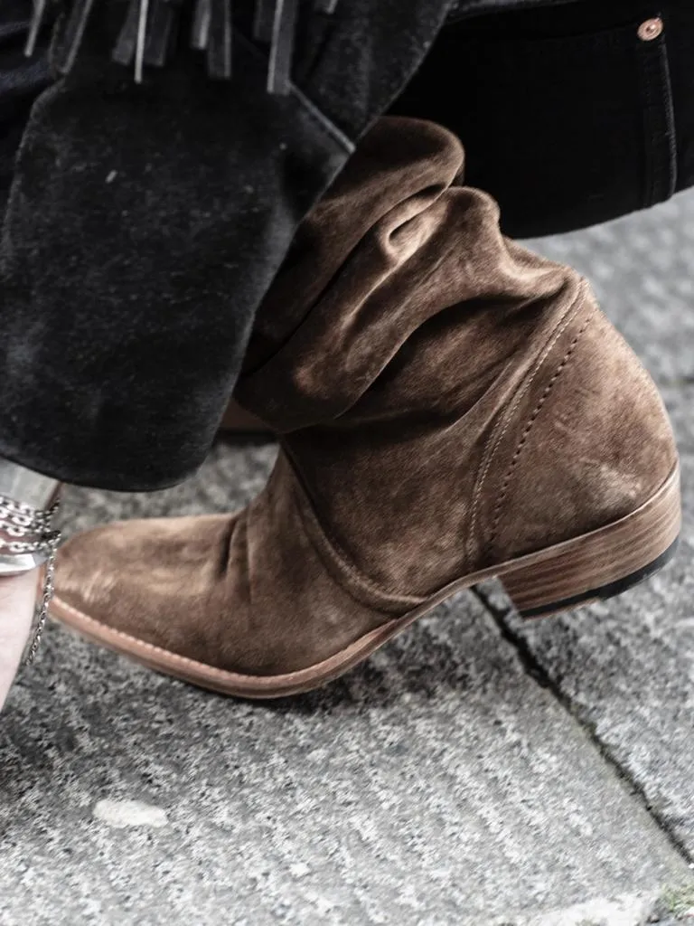 KEITH ROLL DOWN BOOTS IN RUST SUEDE