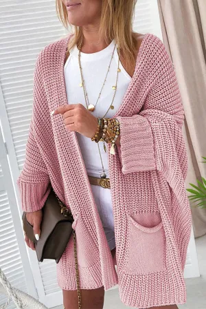 Khaki Oversized Fold Over Sleeve Sweater Cardigan