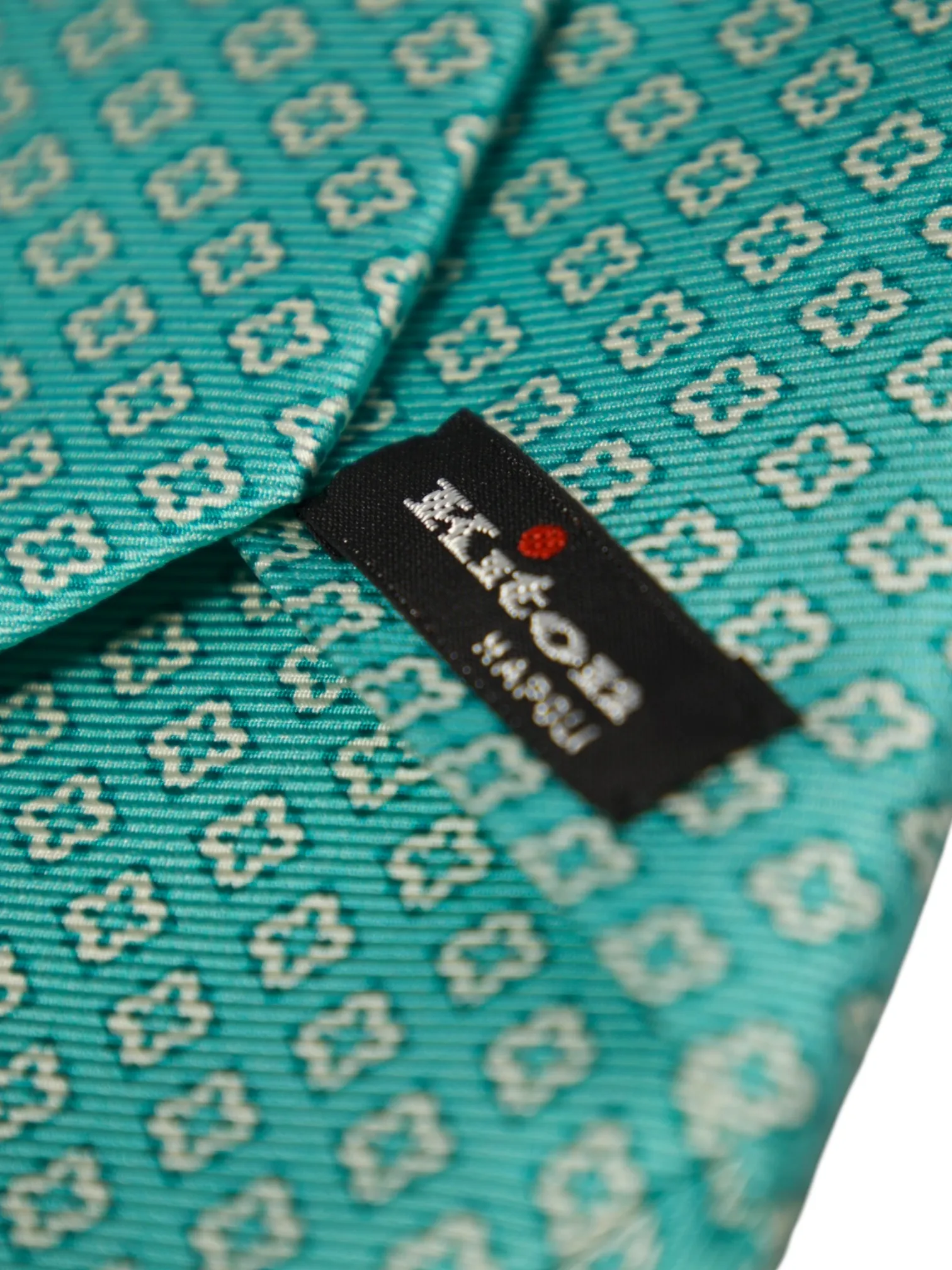 Kiton 5-Fold Mint Green Floral Silk Tie
