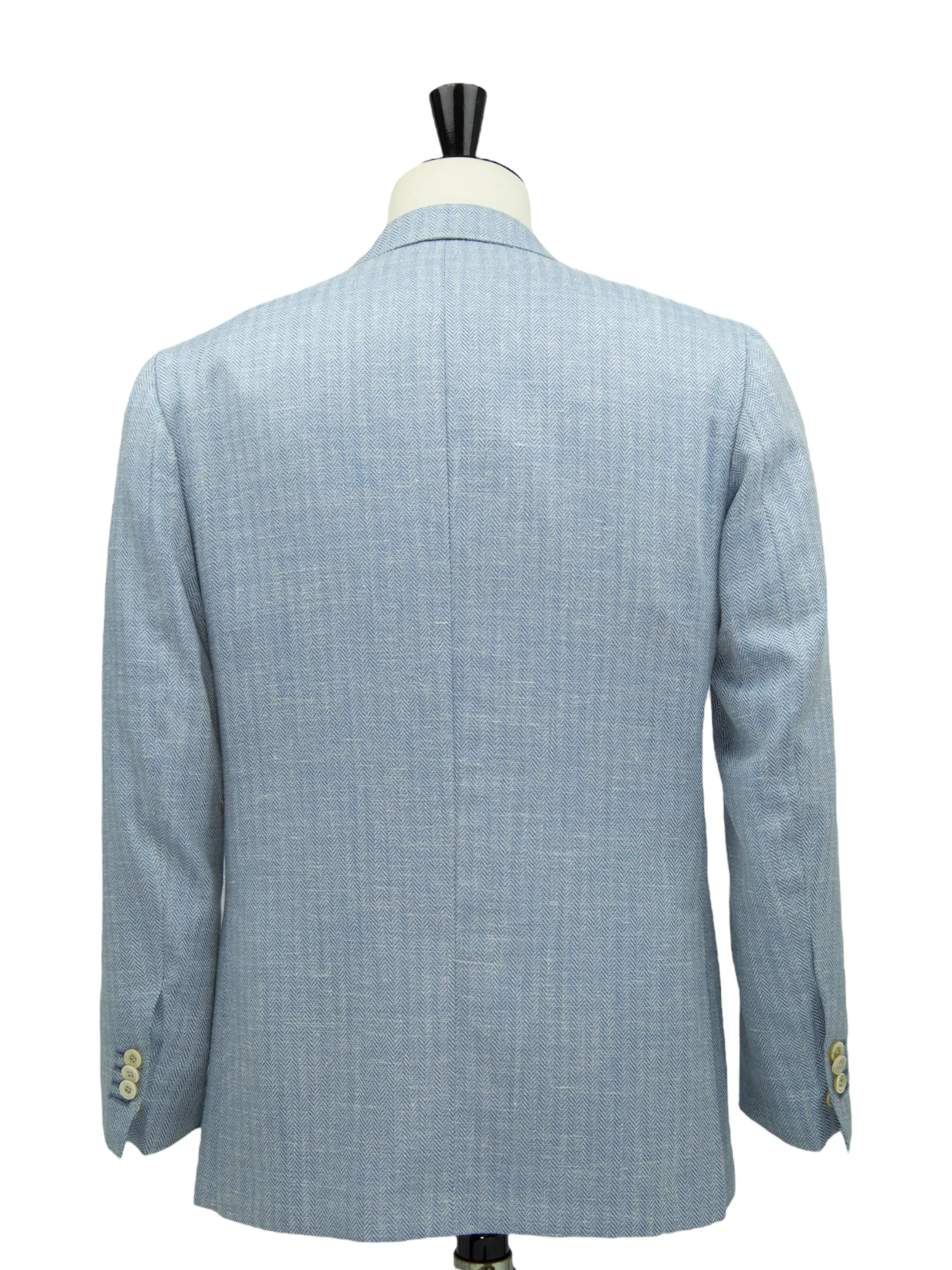 Kiton Light Blue Wool, Silk, Linen, Cashmere & Polyamide Herringbone Jacket