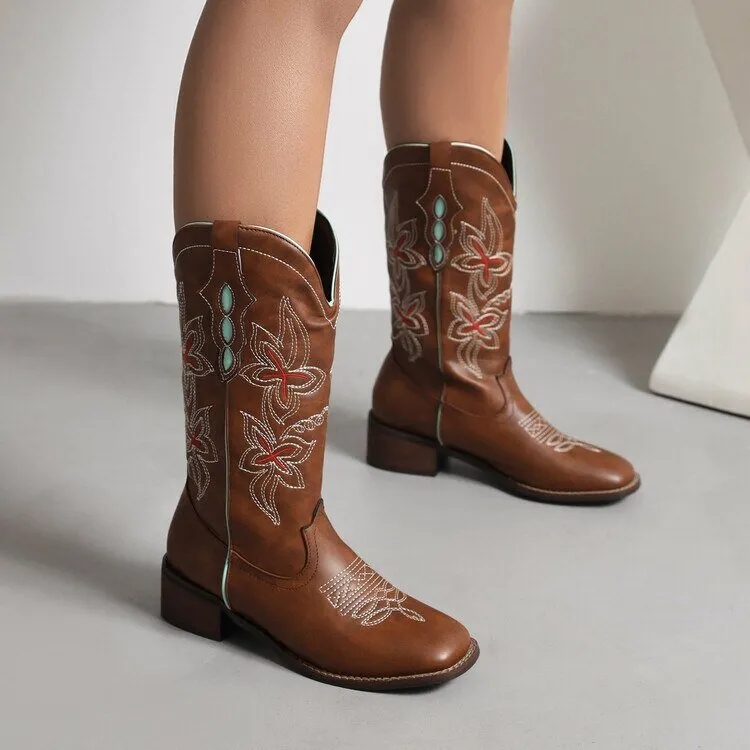 Knee High Boots For Women Square Toe Luxury Designer Shoes