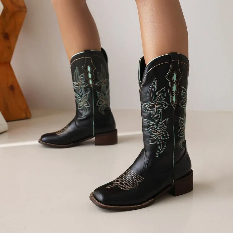 Knee High Boots For Women Square Toe Luxury Designer Shoes