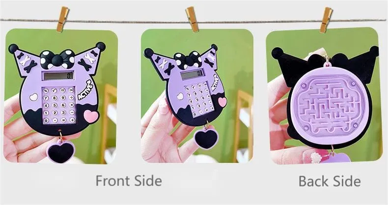 Kuromi Calculator Keychain with Backside Maze
