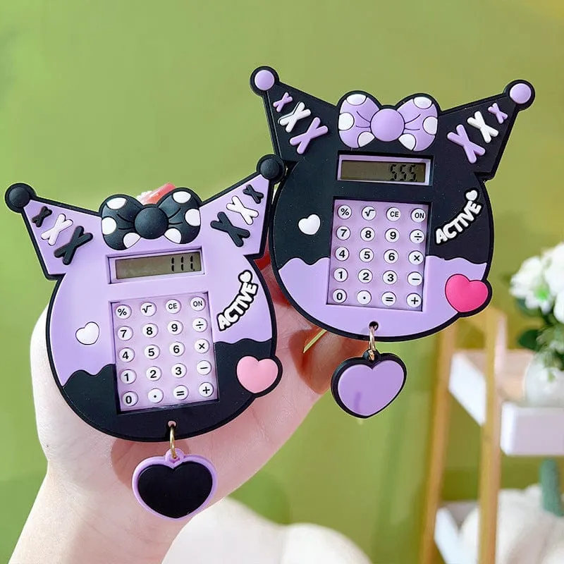 Kuromi Calculator Keychain with Backside Maze