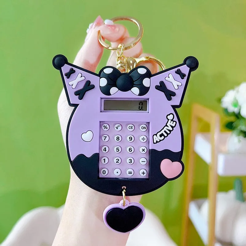 Kuromi Calculator Keychain with Backside Maze