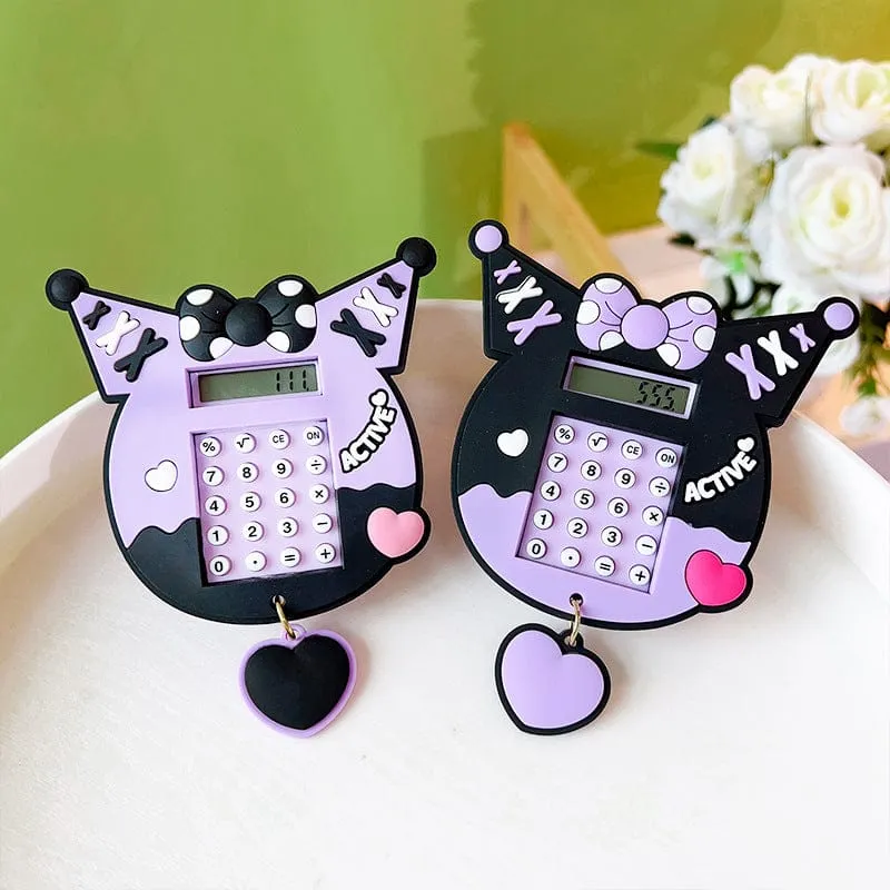Kuromi Calculator Keychain with Backside Maze