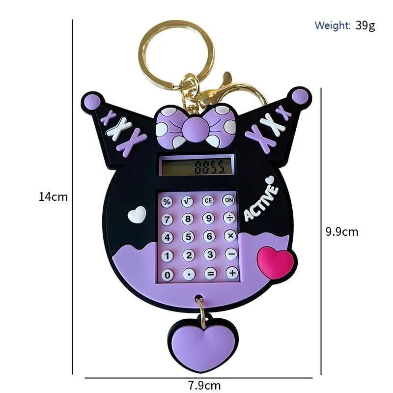 Kuromi Calculator Keychain with Backside Maze