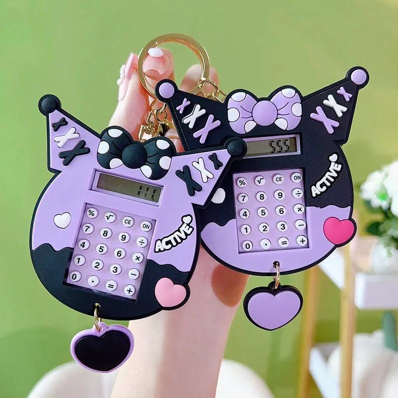 Kuromi Calculator Keychain with Backside Maze