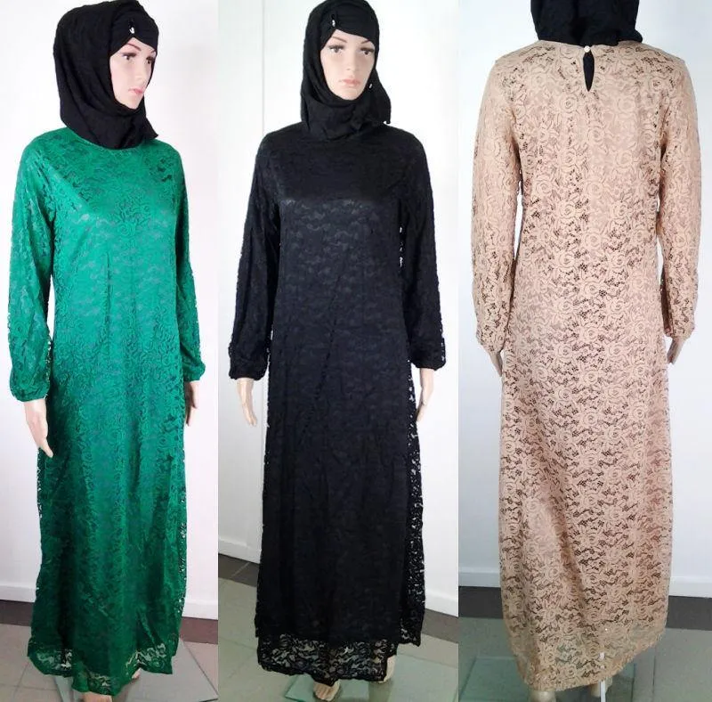 Lace Kaftan Women Islamic Abaya Jilbab Long Sleeve HSZ10016 (US6/EU36/UK10)