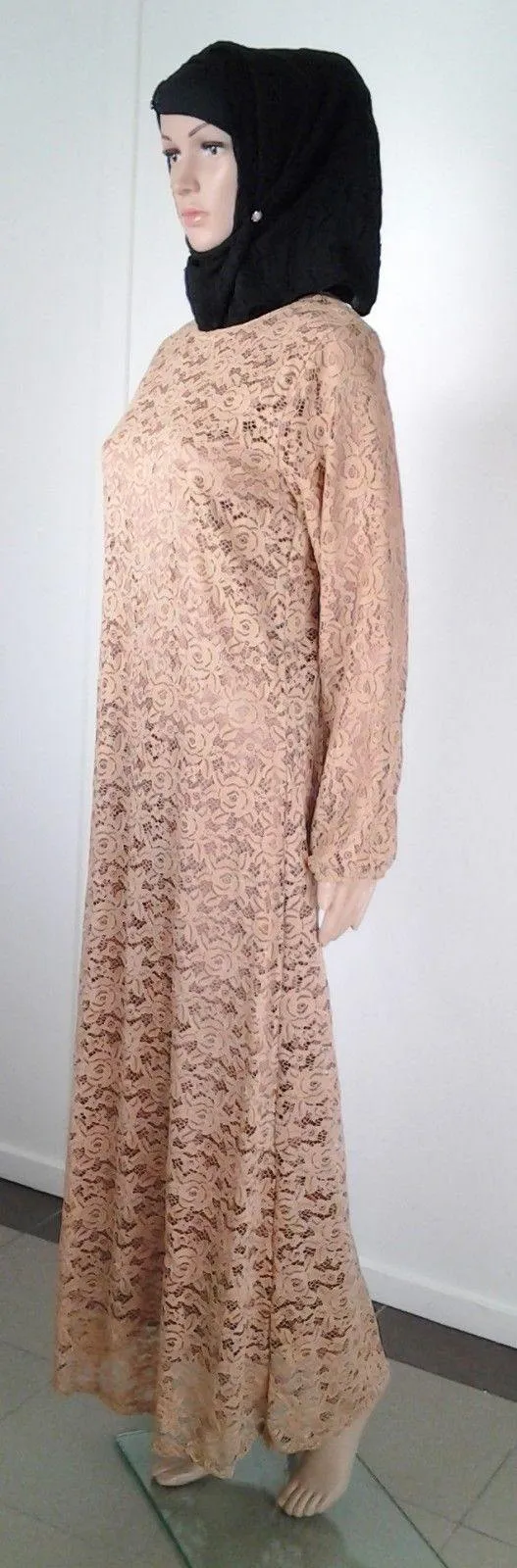 Lace Kaftan Women Islamic Abaya Jilbab Long Sleeve HSZ10016 (US6/EU36/UK10)