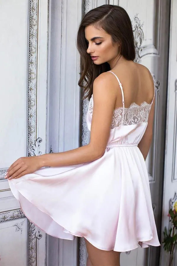 Lace Short Light Pink Chiffon Homecoming Dresses Short Prom Dress PG169