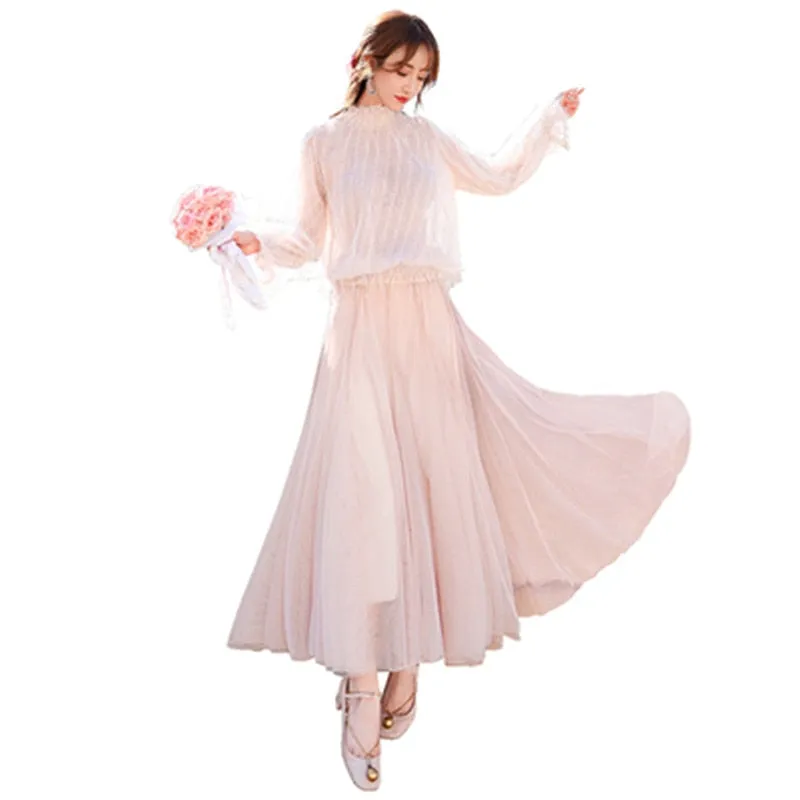 Ladies temperament long stand-up collar long-sleeved dress