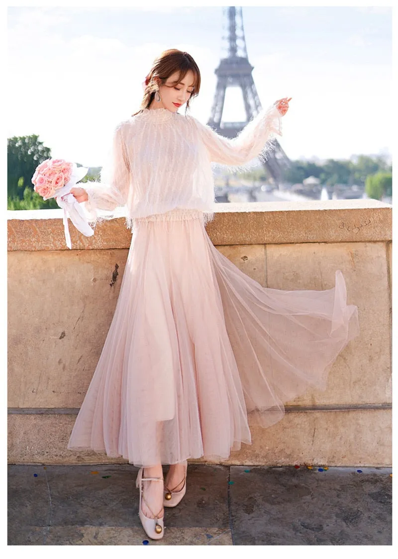 Ladies temperament long stand-up collar long-sleeved dress