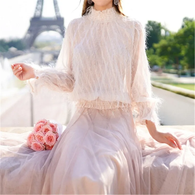 Ladies temperament long stand-up collar long-sleeved dress