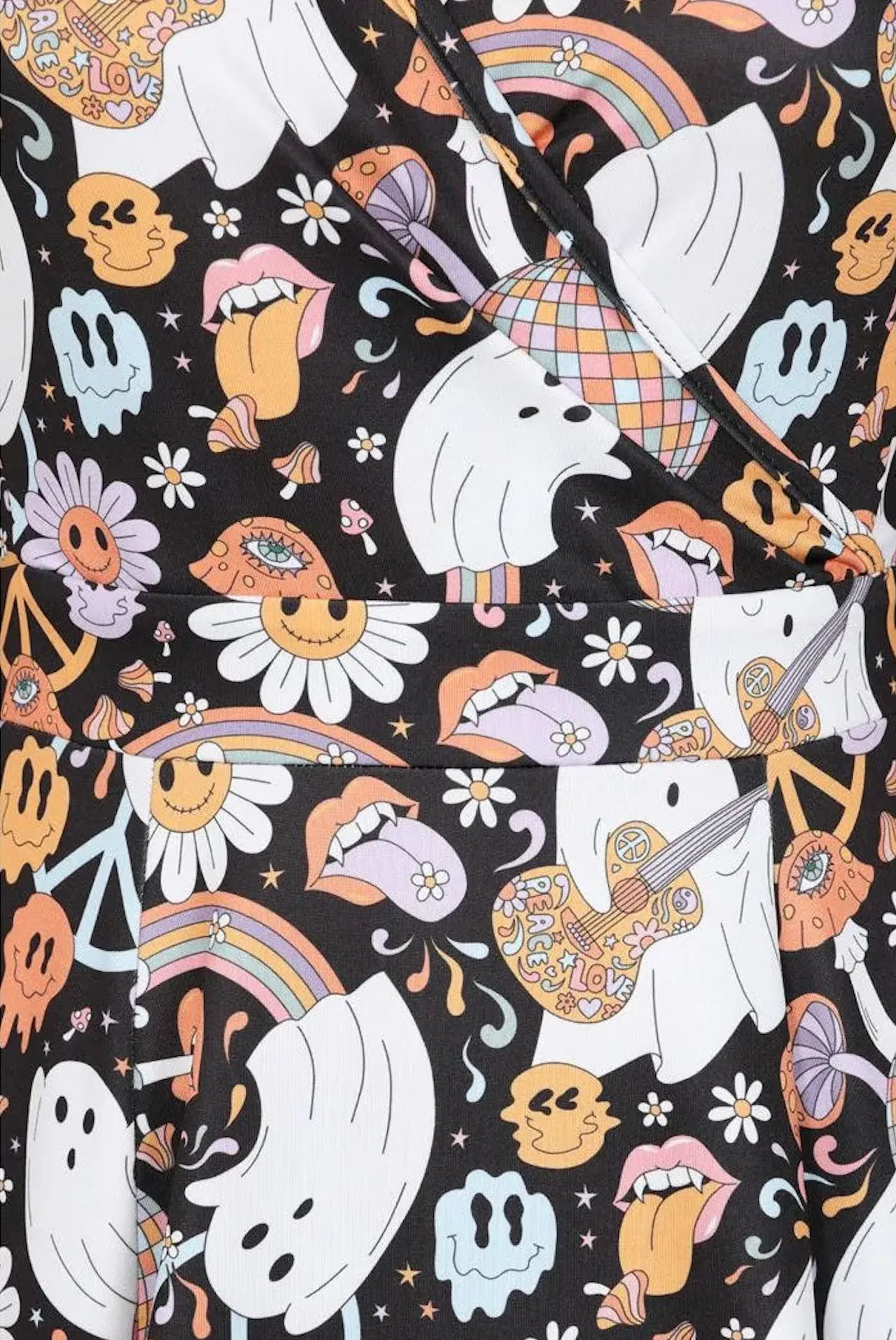 Lady Vintage Groovy Ghosts Lyra Dress Black