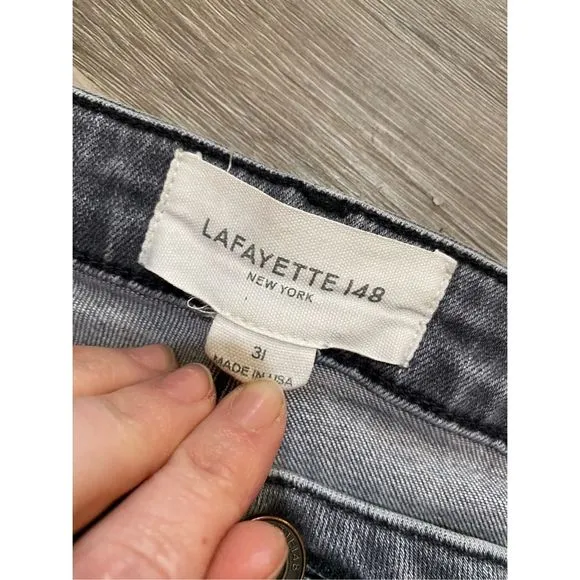 Lafayette 148 &quot;L148 DENIM MERCER SKINNY JEAN&quot; in Gray, Size 12 / 31, MSRP $498