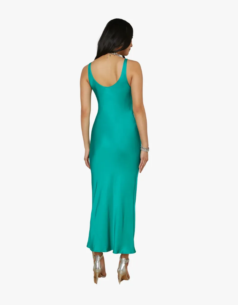 L'agence Akiya Satin Maxi Dress in Bright Jade