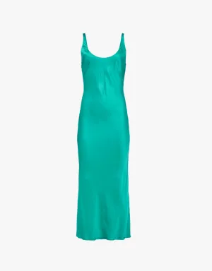 L'agence Akiya Satin Maxi Dress in Bright Jade