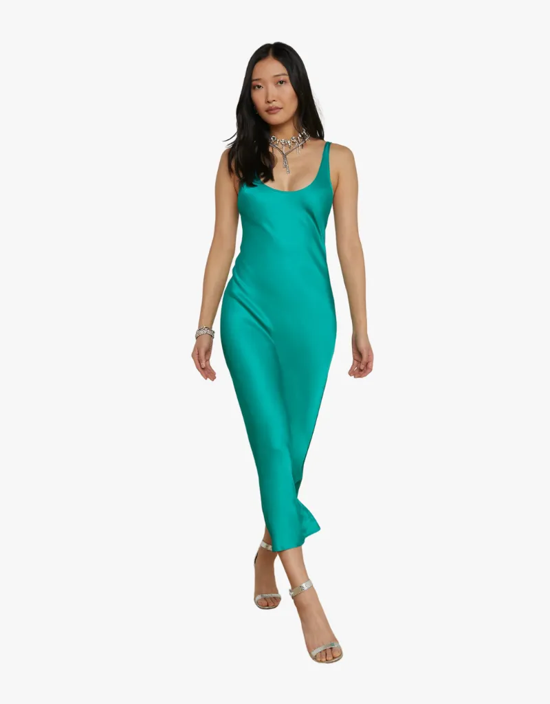 L'agence Akiya Satin Maxi Dress in Bright Jade