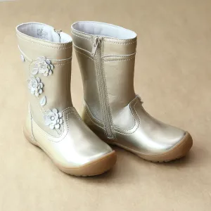 L'Amour Girls Posy Flower Leather Mid Boot