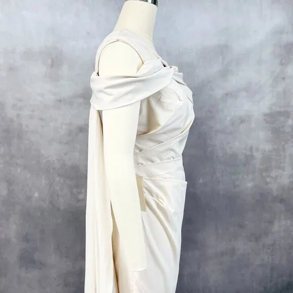 Lan Ting Bride Dress Womens 10 Cream Bridesmaid Wedding Party Minimalist Elegant