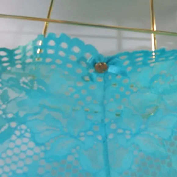 Lane Bryant Cacique Lace Aqua Turquoise Bustier Bra Panty Set Plus