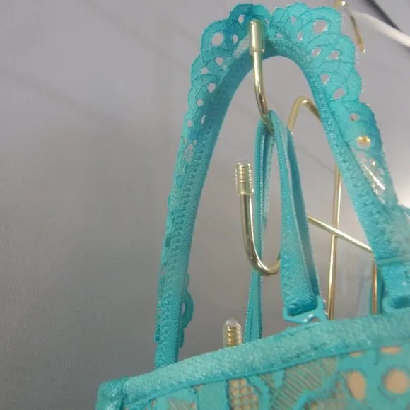 Lane Bryant Cacique Lace Aqua Turquoise Bustier Bra Panty Set Plus