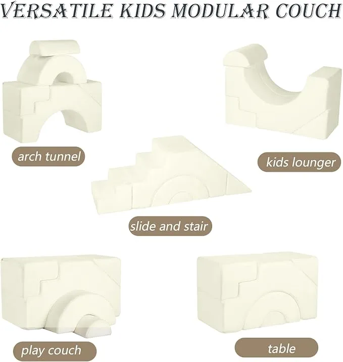 Large Super Soft Fleece Pikler Modular Soft Play Equipment | Removable & Washable | Cream