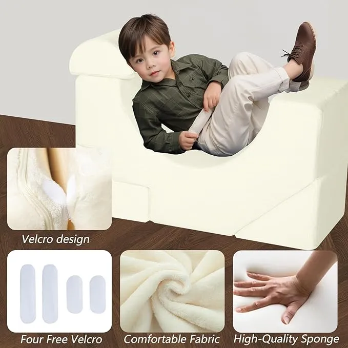Large Super Soft Fleece Pikler Modular Soft Play Equipment | Removable & Washable | Cream