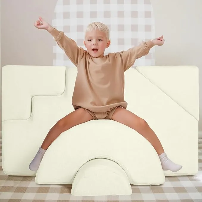 Large Super Soft Fleece Pikler Modular Soft Play Equipment | Removable & Washable | Cream