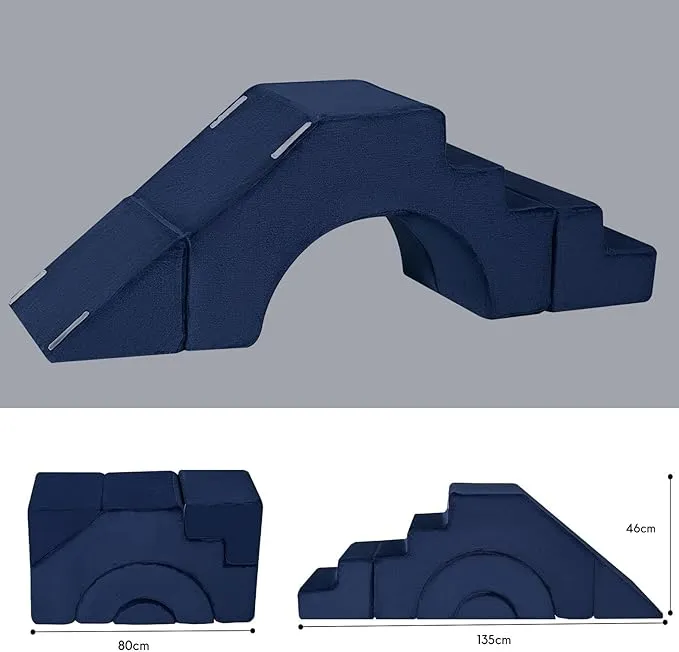 Large Super Soft Fleece Pikler Modular Soft Play Equipment | Removable & Washable | Navy Blue