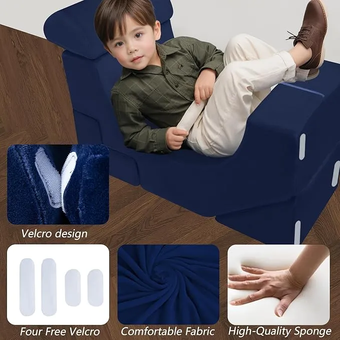 Large Super Soft Fleece Pikler Modular Soft Play Equipment | Removable & Washable | Navy Blue