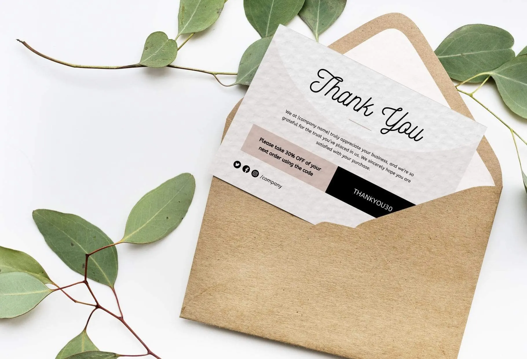 Laura Printable Thank You Card Packaging Insert Note Canva Template